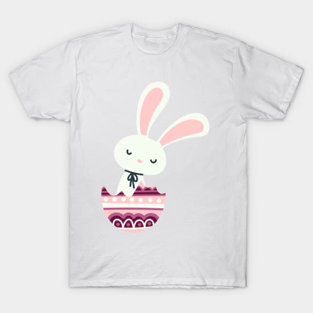 Easter rabbit in a pastel pink and maroon egg shell. T-Shirt by Kristalclick 